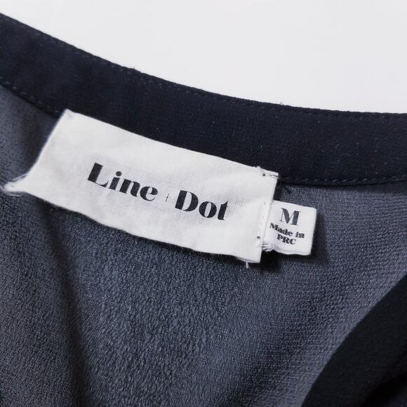 Line and Dot Black Crochet Tassels Deep V-neckline Sheer Blouse Long Sleeves - Picture 2 of 11